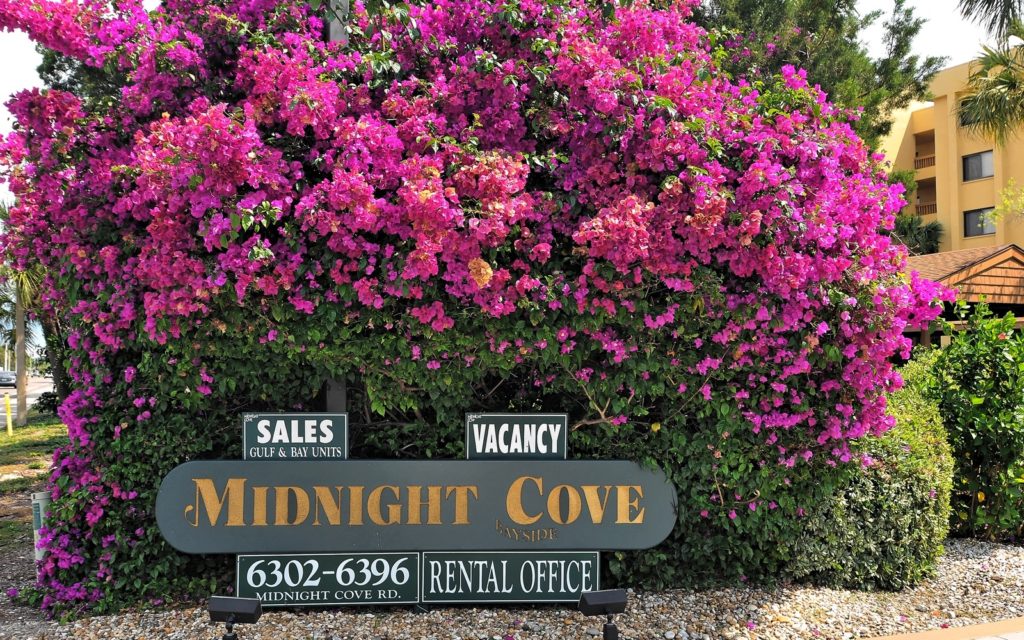 Midnight Cove in Siesta Key Gulfside Entrance Sign